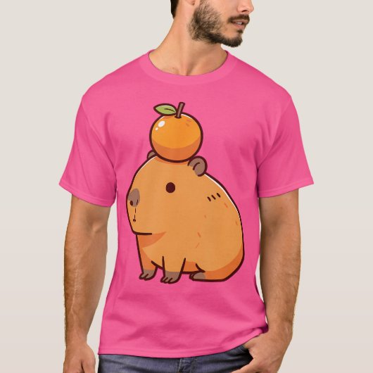 Capibara met Sinaasappel op het hoofd Capibara T-shirt (Voorkant)