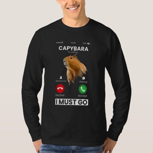 Capibara Rodent Capybara Is Calling Animal  Humor T-shirt (Voorkant)