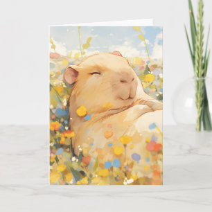 Capibara rustend in vredige weiden kaart