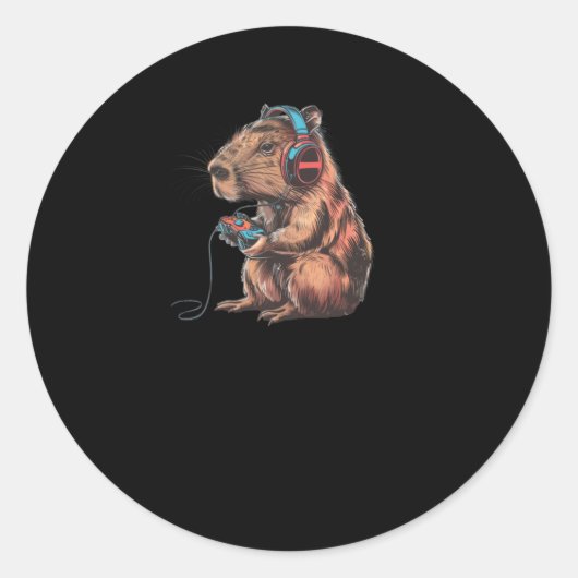 Capibara speler totale onderdompeling in het virtu ronde sticker (Voorkant)
