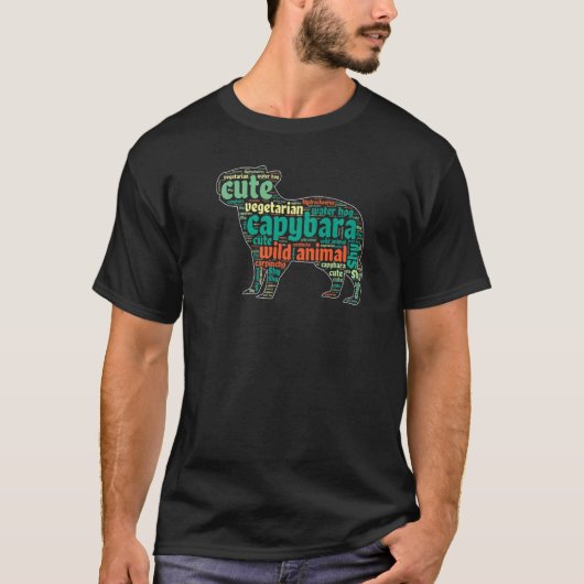 Capibara Wildlife Animal Capybara Word Cloud T-shirt (Voorkant)