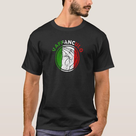 Capisci Vaffanculo Italiaanse vlag Handgebure T-shirt (Voorkant)
