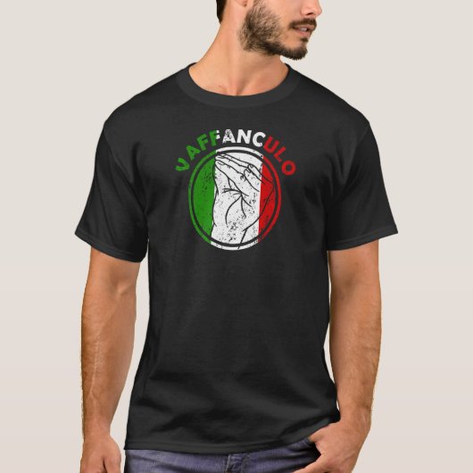 Capisci Vaffanculo Italiaanse vlag Handgebure T-shirt (Voorkant)