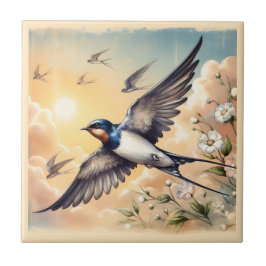 Capistrano Barn Swallows in Golden Sunset Tegeltje