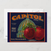 Capital Apple Label Sacramento Briefkaart (Voorkant / Achterkant)