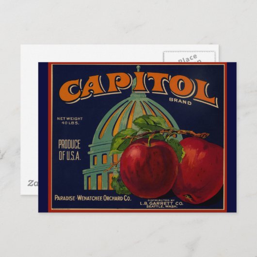 Capital Apple Label Sacramento Briefkaart (Voorkant / Achterkant)
