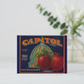 Capital Apple Label Sacramento Briefkaart (Staand voorkant)