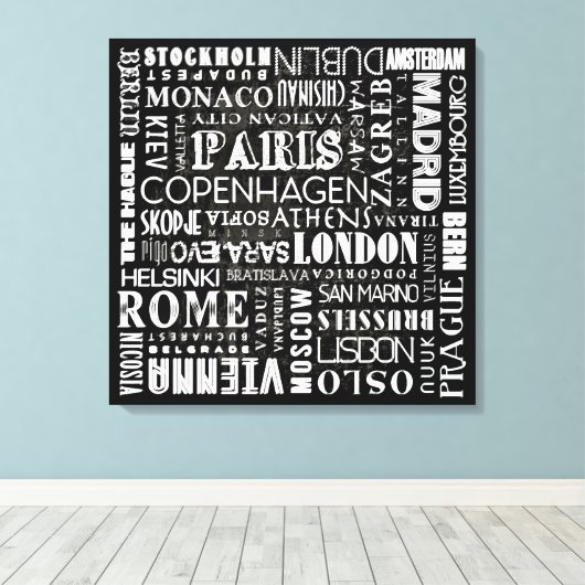 Capital Cities of Europe Canvas Muurkunst Afdruk (Insitu (Houten vloer))