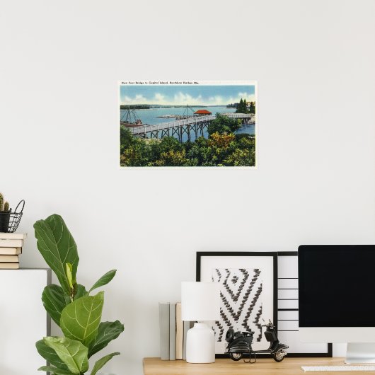 Capital Island New Foot Bridge Uitzicht Poster (Thuiskantoor)