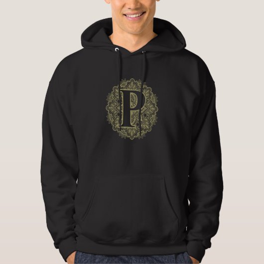 Capital Letter P Floral Initial Monogram Font Alph Hoodie (Voorkant)