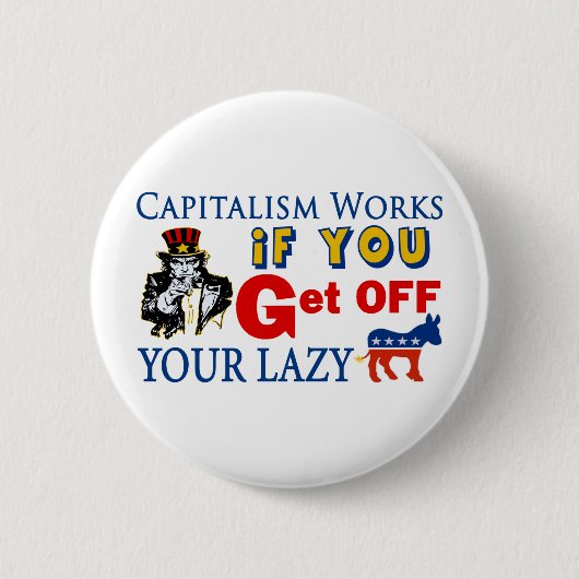 Capitalisme werkt ronde button 5,7 cm (Voorkant)
