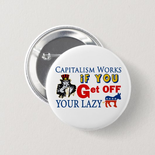 Capitalisme werkt ronde button 5,7 cm (Voorkant /achterkant)