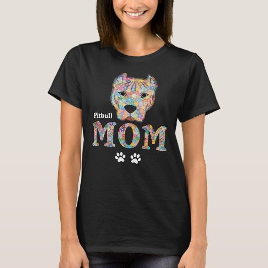Capitbull Mom Dog Pit Bull Moeder Bloemen Roos T-shirt (Voorkant)