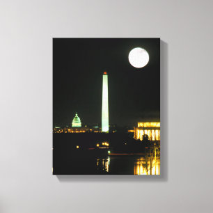 Capitol Building, Lincoln Memorial, Washington Canvas Afdruk