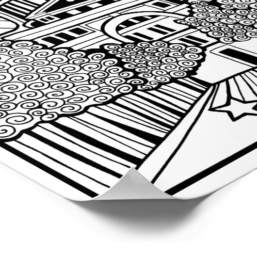 Capitol Building Texas Kleurplaat Kunst Poster (Hoek)