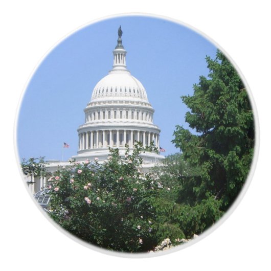 Capitol Building vanuit Bartholdi Park Keramische Knop (Voorkant)