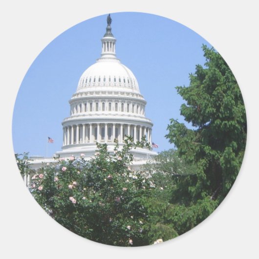 Capitol Building vanuit Bartholdi Park Ronde Sticker (Voorkant)