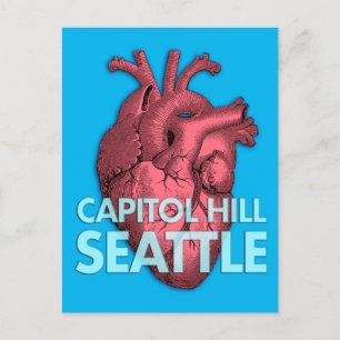 Capitol Hill Seattle Heart Love Postcard Briefkaart