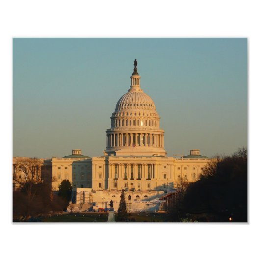 Capitol met kerstfeest Washington DC-feestdag Foto Afdruk (Voorkant)