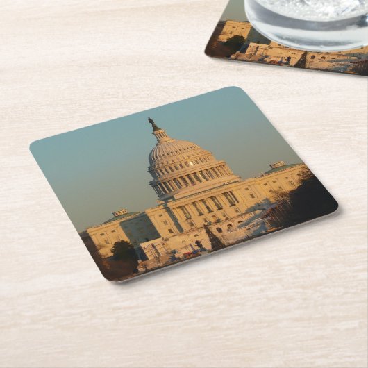Capitol met kerstfeest Washington DC-feestdag Kartonnen Onderzetters (Schuin)