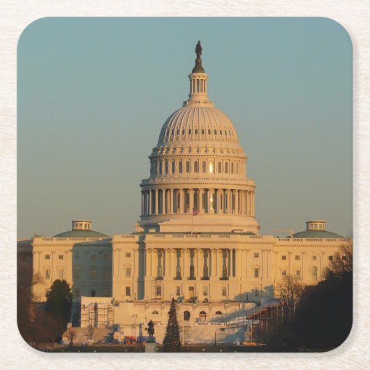 Capitol met kerstfeest Washington DC-feestdag Kartonnen Onderzetters (Voorkant)