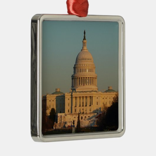 Capitol met kerstfeest Washington DC-feestdag Metalen Ornament (Rechts)