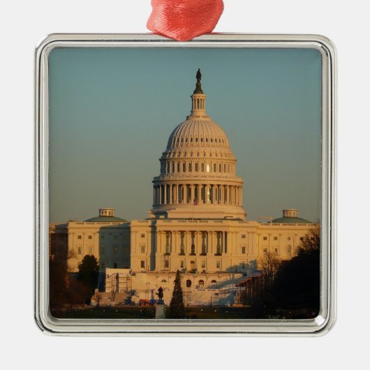 Capitol met kerstfeest Washington DC-feestdag Metalen Ornament (Voorkant)