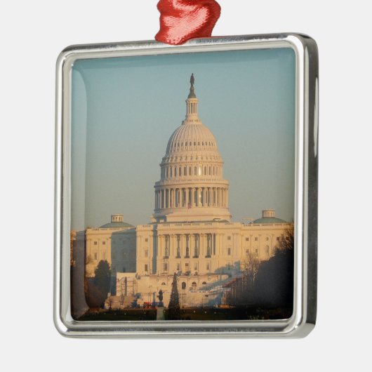 Capitol met kerstfeest Washington DC-feestdag Metalen Ornament (Links)