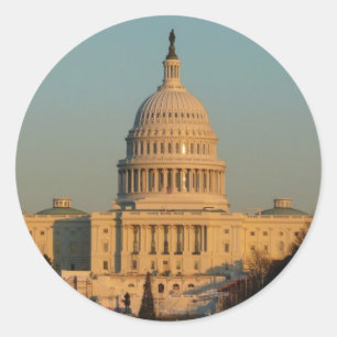 Capitol met kerstfeest Washington DC-feestdag Ronde Sticker