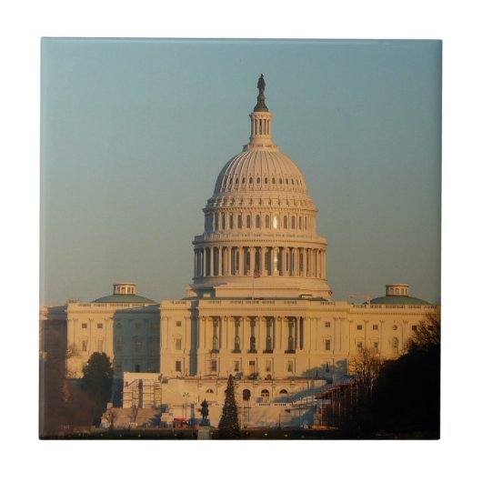 Capitol met kerstfeest Washington DC-feestdag Tegeltje (Voorkant)