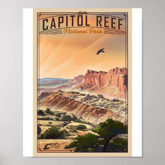 Capitol Reef Nationaal Park Litho Kunstwerk Poster (Voorkant)