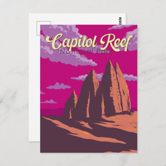 Capitol Reef National Park Illustratie Reiskunst Briefkaart (Voorkant / Achterkant)
