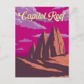 Capitol Reef National Park Illustratie Reiskunst Briefkaart (Voorkant)
