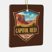 Capitol Reef National Park Illustratie Retro Art Keramisch Ornament (Rechts)