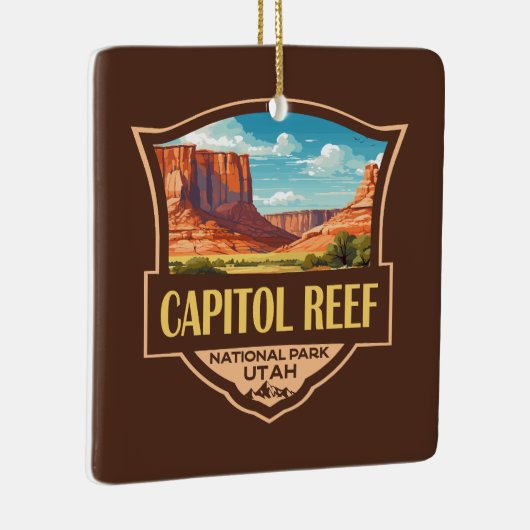 Capitol Reef National Park Illustratie Retro Art Keramisch Ornament (Rechts)