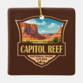 Capitol Reef National Park Illustratie Retro Art Keramisch Ornament (Voorkant)