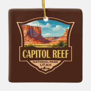 Capitol Reef National Park Illustratie Retro Art Keramisch Ornament