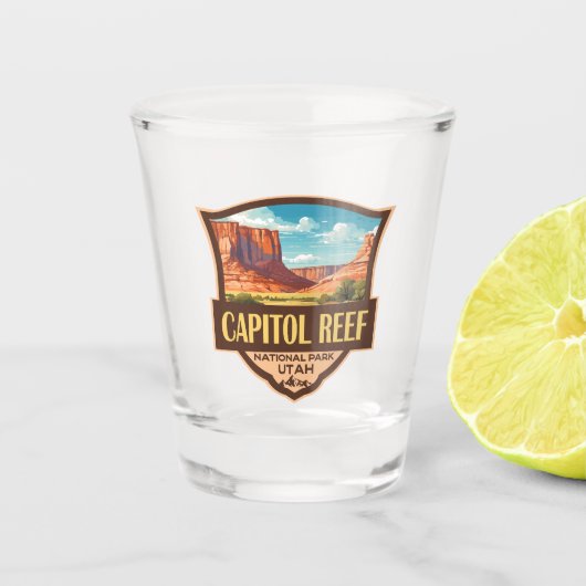 Capitol Reef National Park Illustratie Retro Art Shot Glas (Voorkant)