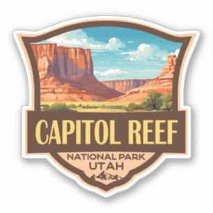Capitol Reef National Park Illustratie Retro Art Sticker