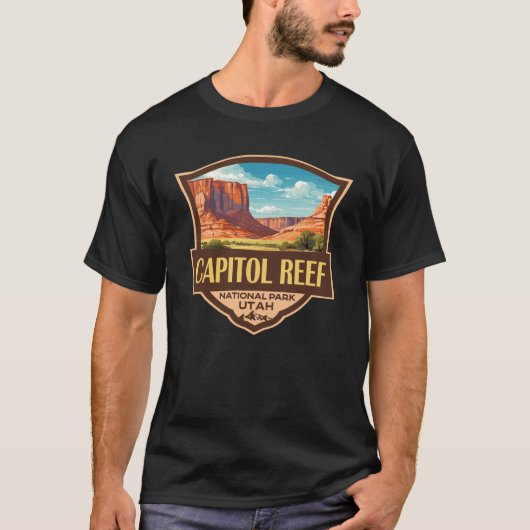 Capitol Reef National Park Illustratie Retro Art T-shirt (Voorkant)