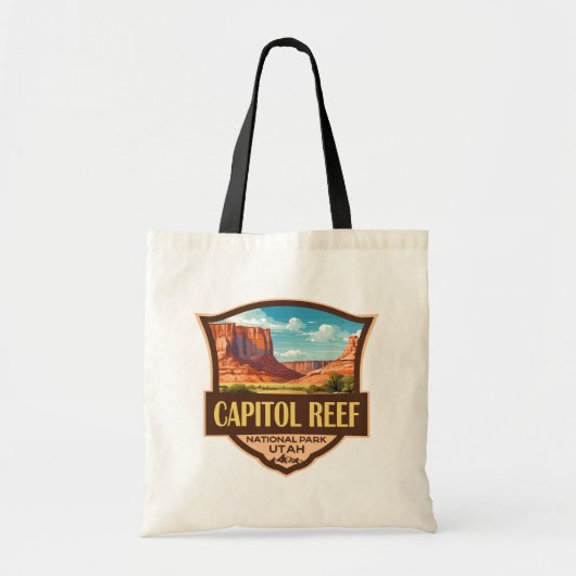 Capitol Reef National Park Illustratie Retro Art Tote Bag (Voorkant)