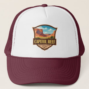 Capitol Reef National Park Illustratie Retro Art Trucker Pet