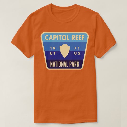 Capitol Reef National Park Retro Arrowhead Blauw T-shirt (Design voorkant)