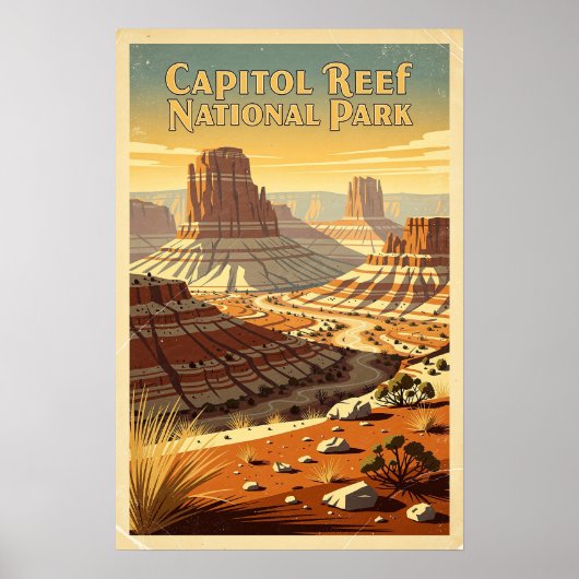 Capitol Reef National Park Retro Poster (Voorkant)