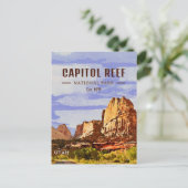Capitol Reef National Park Utah Desert Waterverf Briefkaart (Staand voorkant)
