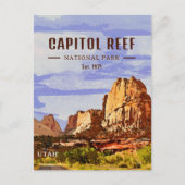Capitol Reef National Park Utah Desert Waterverf Briefkaart (Voorkant)