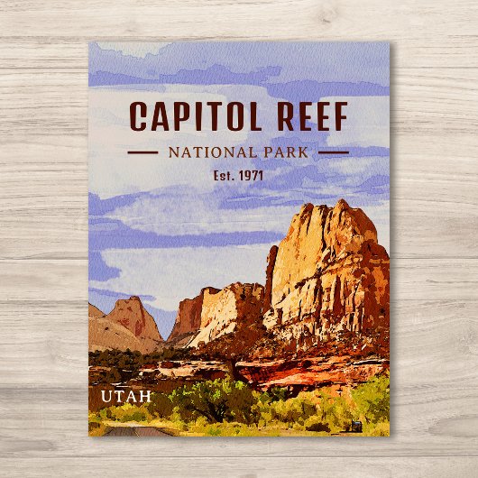 Capitol Reef National Park Utah Desert Waterverf Briefkaart