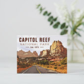 Capitol Reef National Park Utah Desert Waterverf Briefkaart (Staand voorkant)