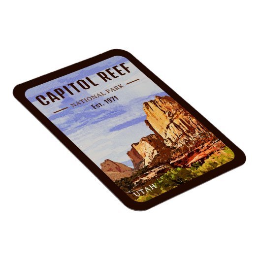 Capitol Reef National Park Utah Desert Waterverf Magneet (Rechterzijde)