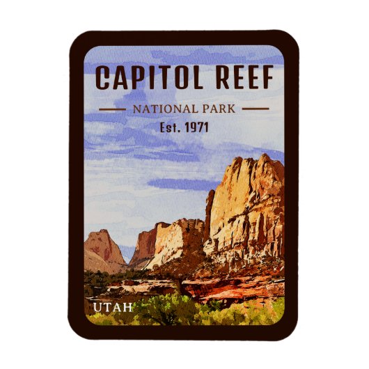 Capitol Reef National Park Utah Desert Waterverf Magneet (Verticaal)
